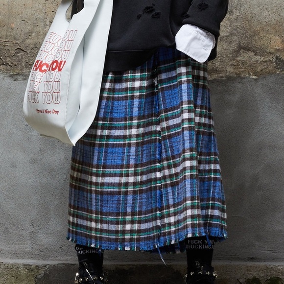 R13 Dresses & Skirts - R13 100% Cotton Blue and Green Plaid Midi Skirt kilt